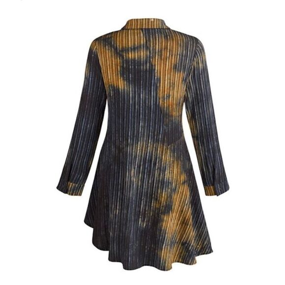 Adore accordion style blue and beige asymmetrical popover blouse - Picture 6 of 12